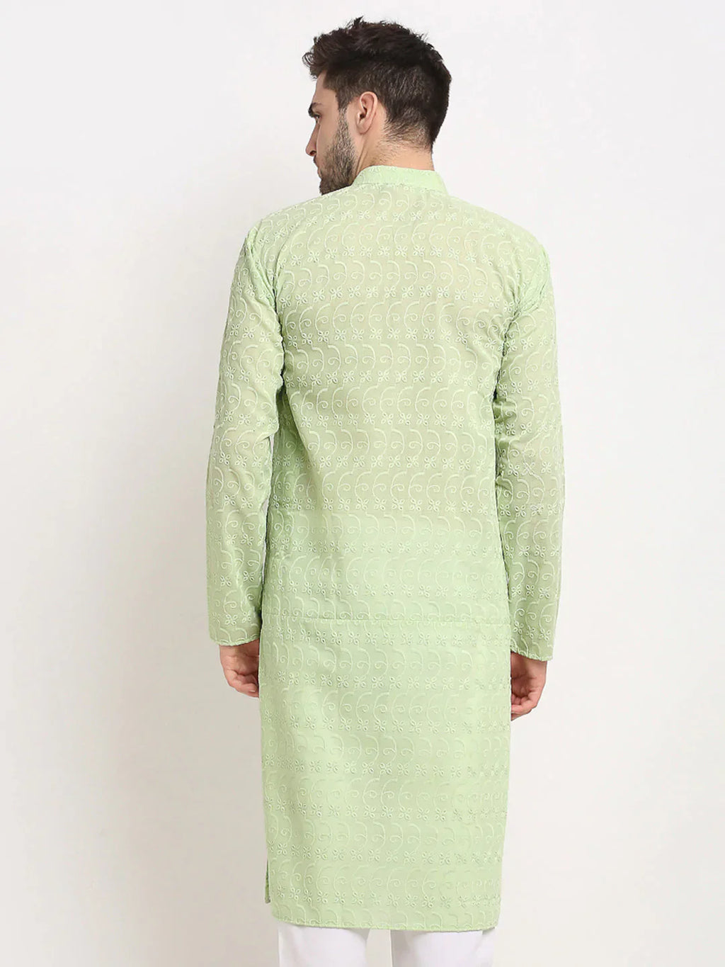 Jompers Men's Green Chikan Kurta Only