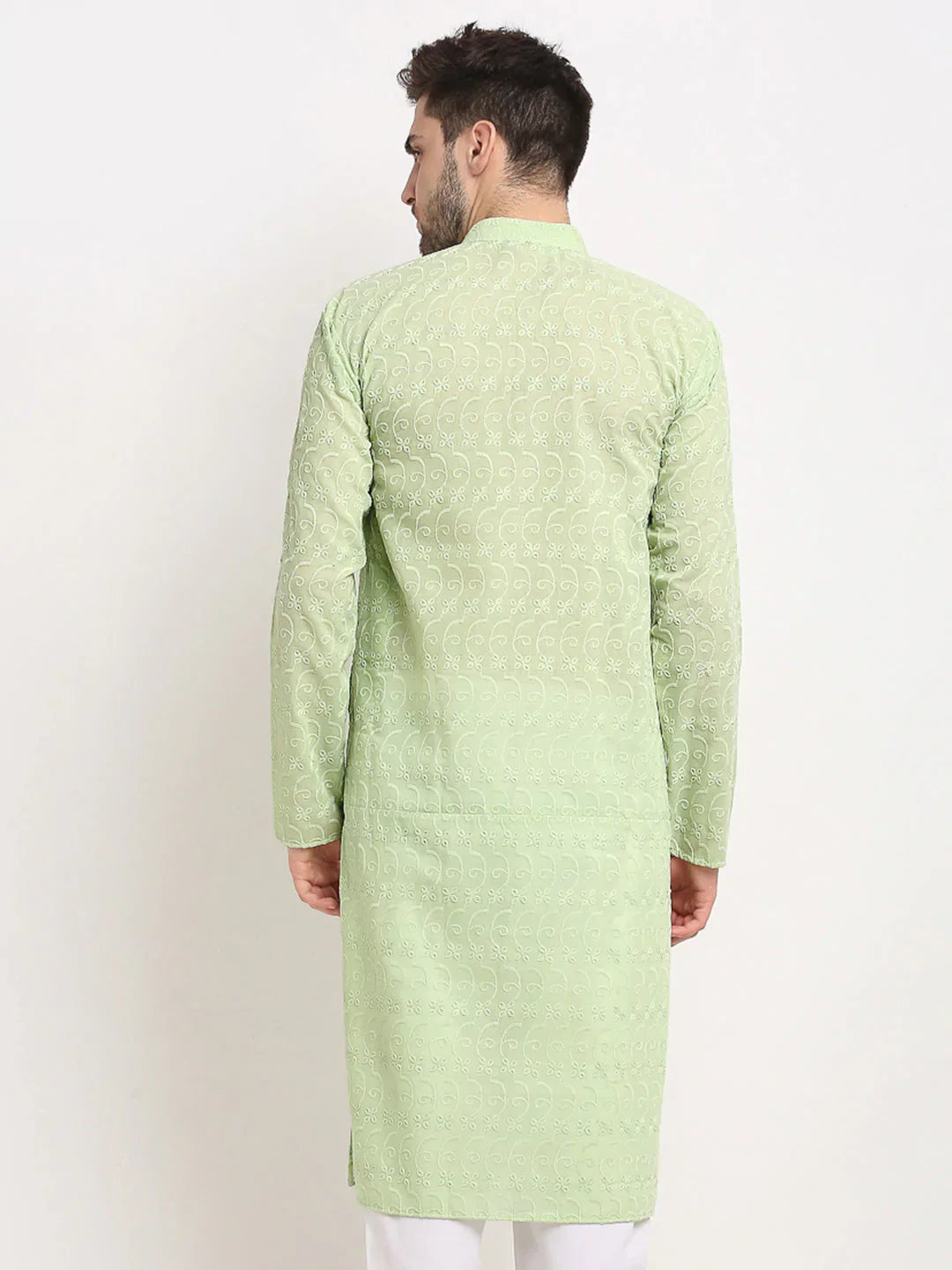 Jompers Men's Green Chikan Kurta Only
