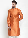 Jompers Men Orange & White Self Design Kurta Only - Distacart