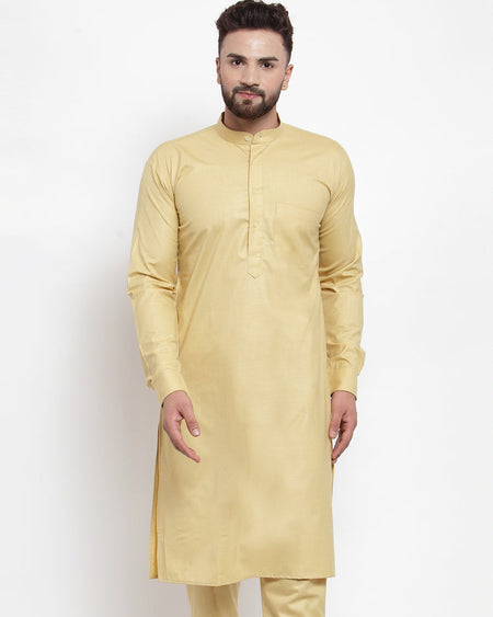 Jompers Men Beige Solid Kurta Only