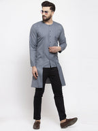 Jompers Men Grey Solid high-low Kurta - Distacart