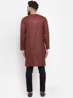 Jompers Men Maroon Solid high-low Kurta - Distacart
