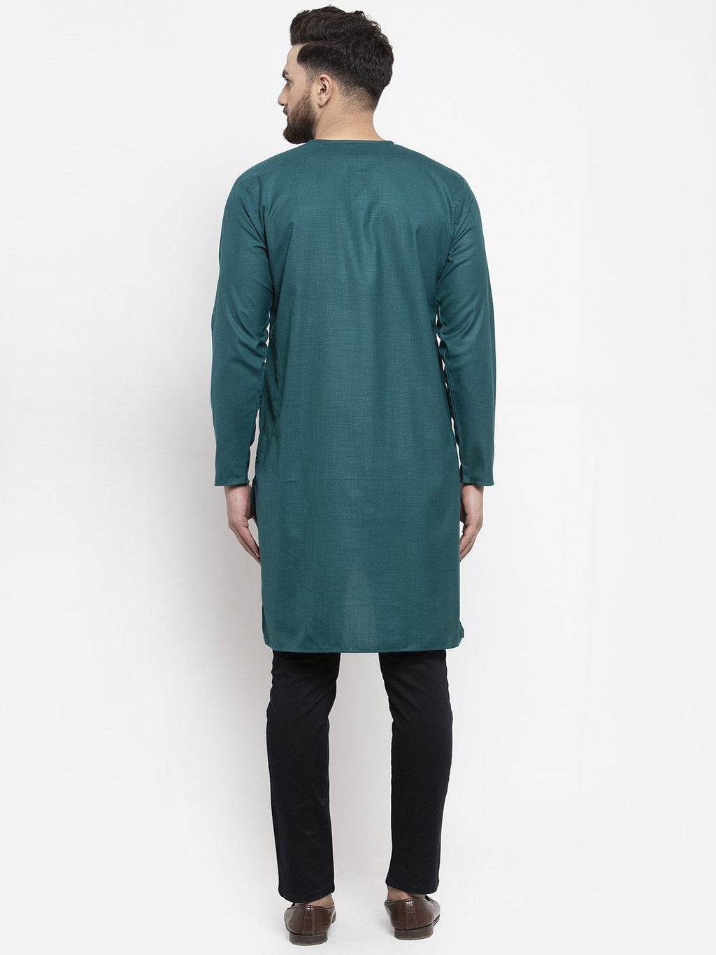 Jompers Men Teal Solid high-low Kurta - Distacart