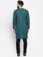 Jompers Men Teal Solid high-low Kurta - Distacart