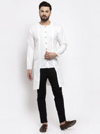 Jompers Men White Solid high-low Kurta - Distacart