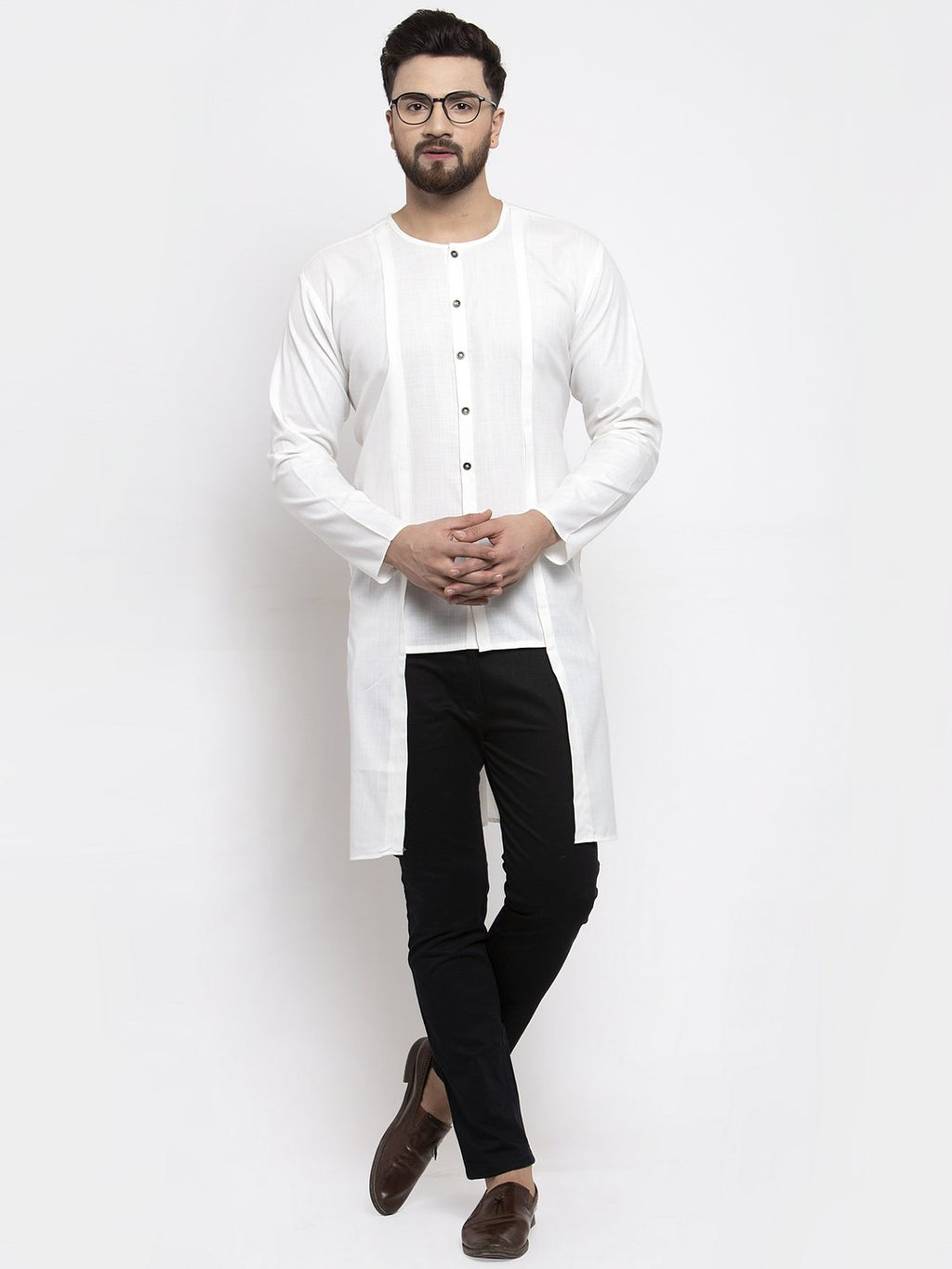 Jompers Men White Solid high-low Kurta - Distacart