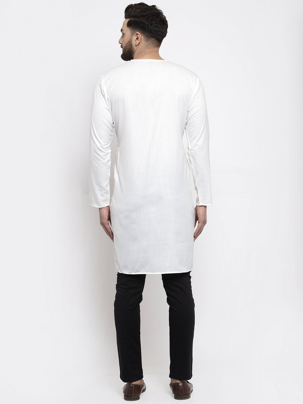 Jompers Men White Solid high-low Kurta - Distacart