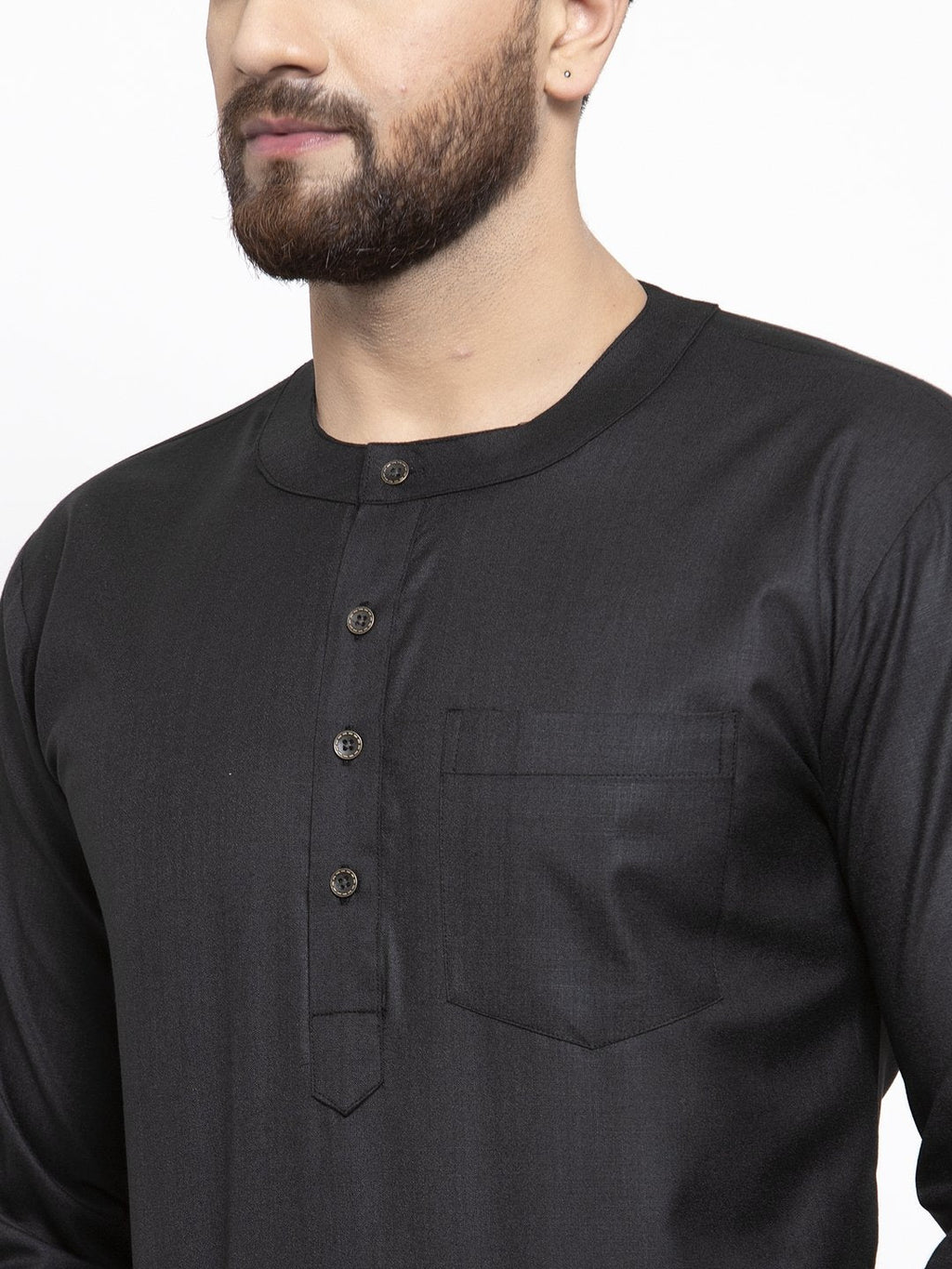 Jompers Men Black Solid Straight Short Kurta - Distacart