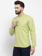 Jompers Men Green Solid Straight Short Kurta - Distacart