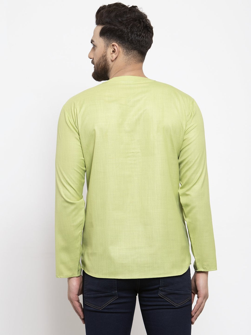 Jompers Men Green Solid Straight Short Kurta - Distacart