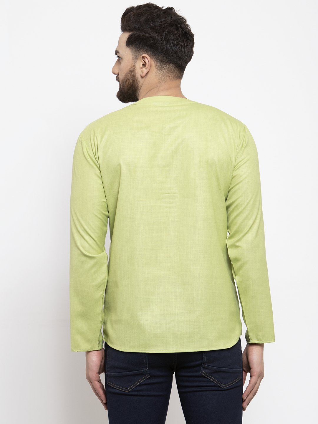 Jompers Men Green Solid Straight Short Kurta - Distacart