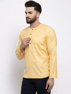 Jompers Men Mustard Solid Straight Short Kurta - Distacart