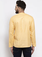 Jompers Men Mustard Solid Straight Short Kurta - Distacart