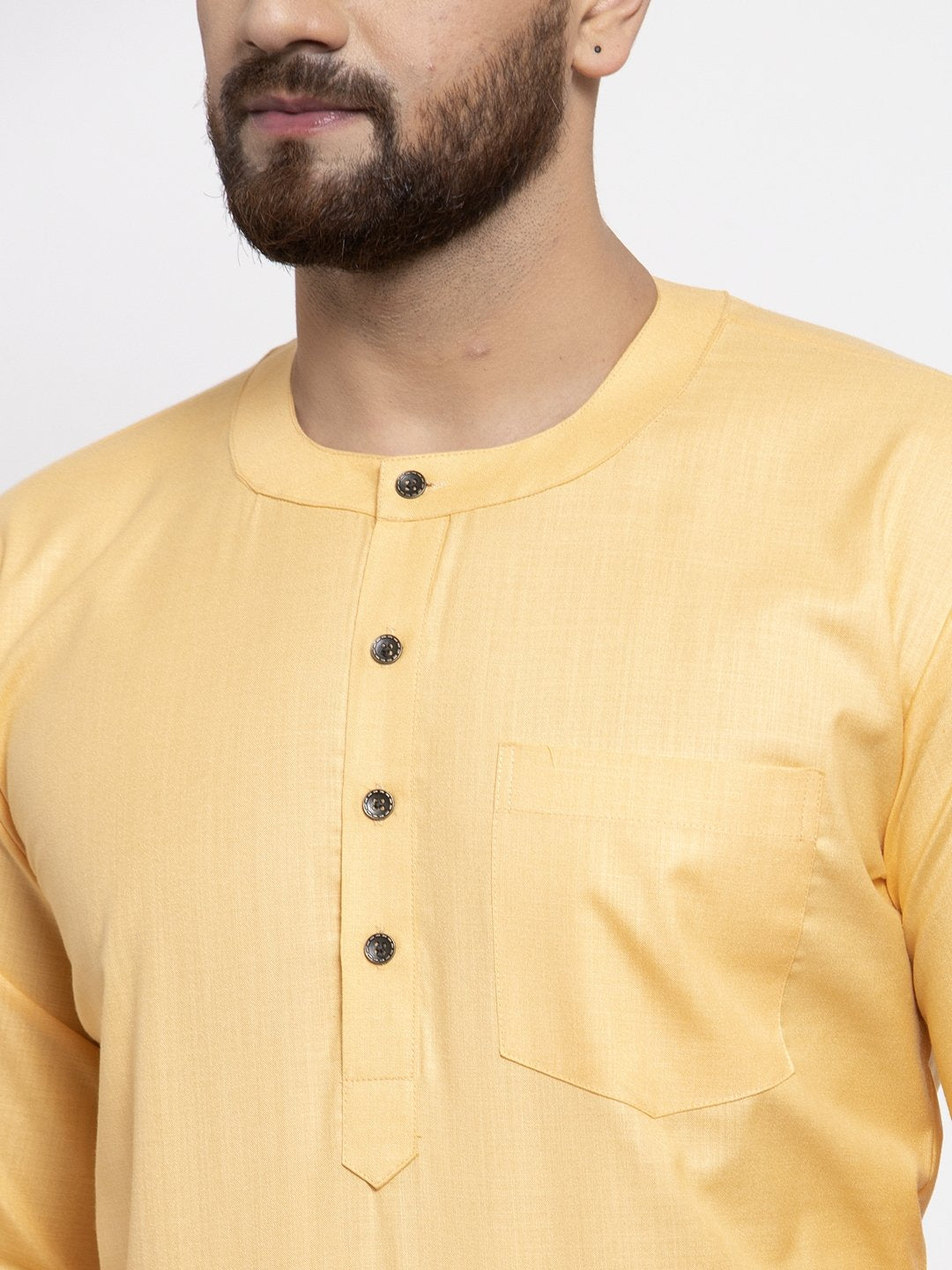 Jompers Men Mustard Solid Straight Short Kurta - Distacart