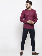 Jompers Men Purple Solid Straight Short Kurta - Distacart