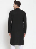 Jompers Men's Black Cotton Solid Kurta Only