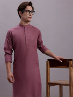 Jompers Men's Cotton Solid Kurta - Magenta
