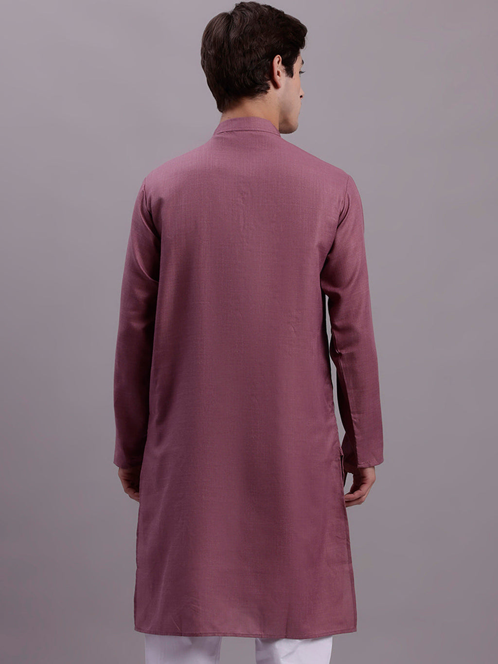 Jompers Men's Cotton Solid Kurta - Magenta
