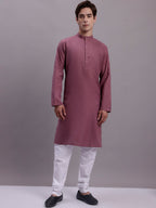 Jompers Men's Cotton Solid Kurta - Magenta