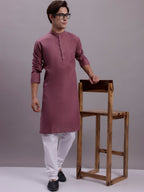 Jompers Men's Cotton Solid Kurta - Magenta
