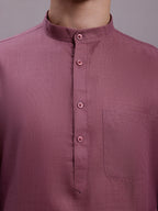 Jompers Men's Cotton Solid Kurta - Magenta