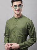 Jompers Men's Cotton Solid Kurta - Mehndi