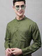 Jompers Men's Cotton Solid Kurta - Mehndi