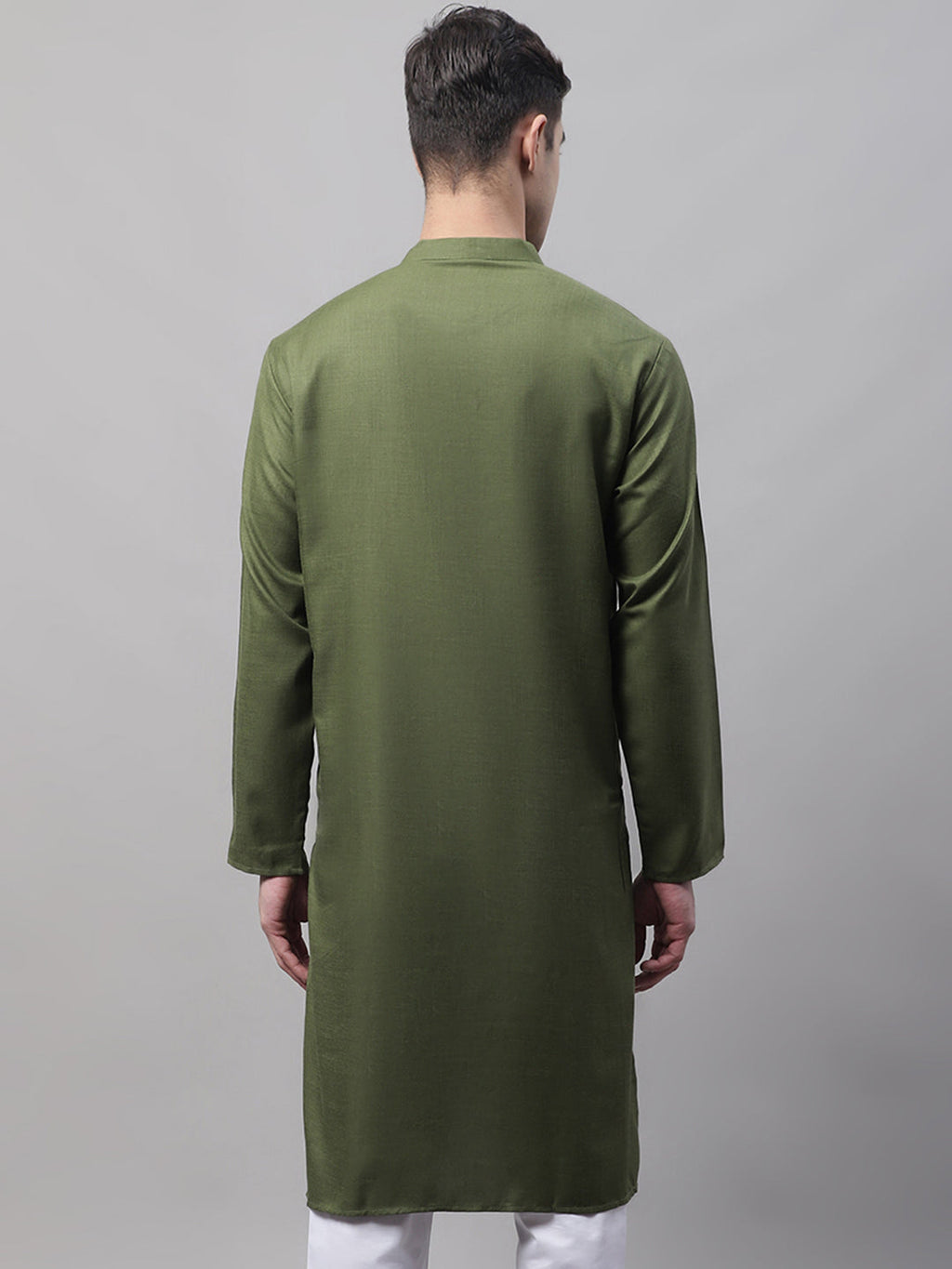 Jompers Men's Cotton Solid Kurta - Mehndi