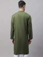Jompers Men's Cotton Solid Kurta - Mehndi