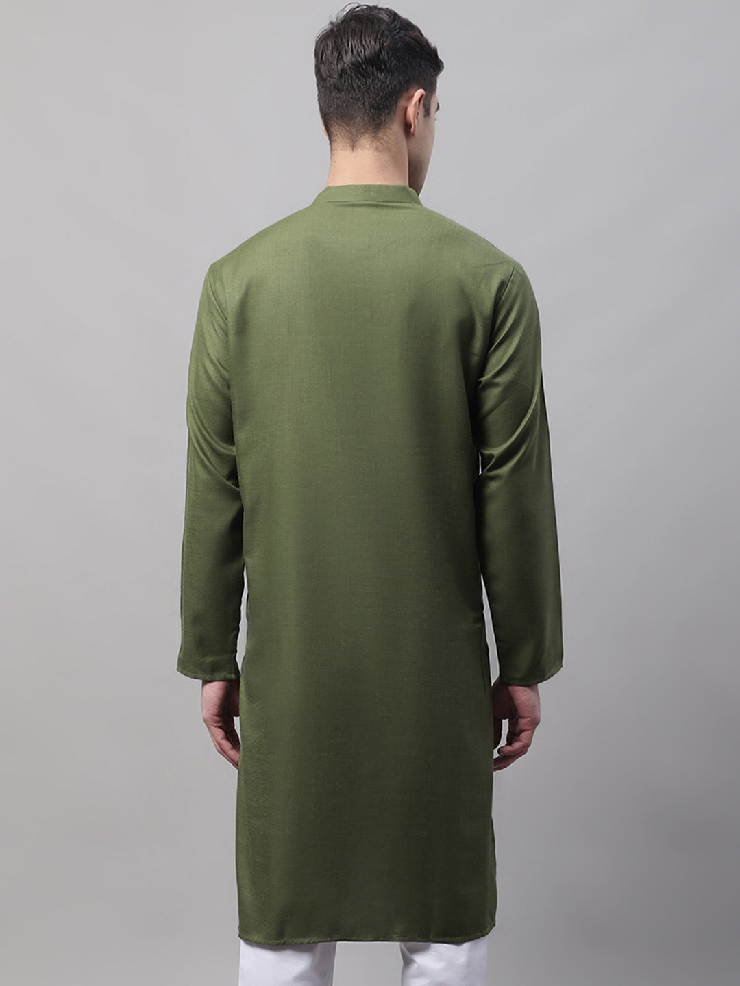 Jompers Men's Cotton Solid Kurta - Mehndi