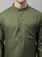 Jompers Men's Cotton Solid Kurta - Mehndi