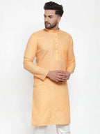 Jompers Men's Orange Cotton Solid Kurta Only