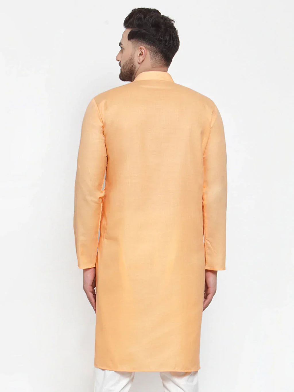 Jompers Men's Orange Cotton Solid Kurta Only