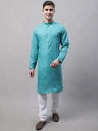 Jompers Men's Cotton Solid Kurta - Rama