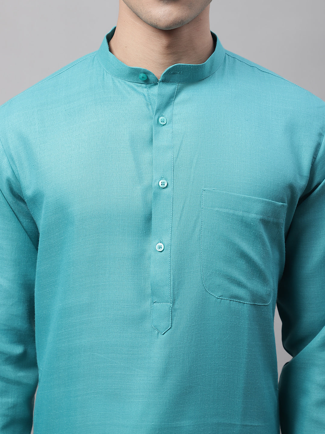 Jompers Men's Cotton Solid Kurta - Rama