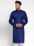 Jompers Men's Royal Blue Cotton Solid Kurta Only