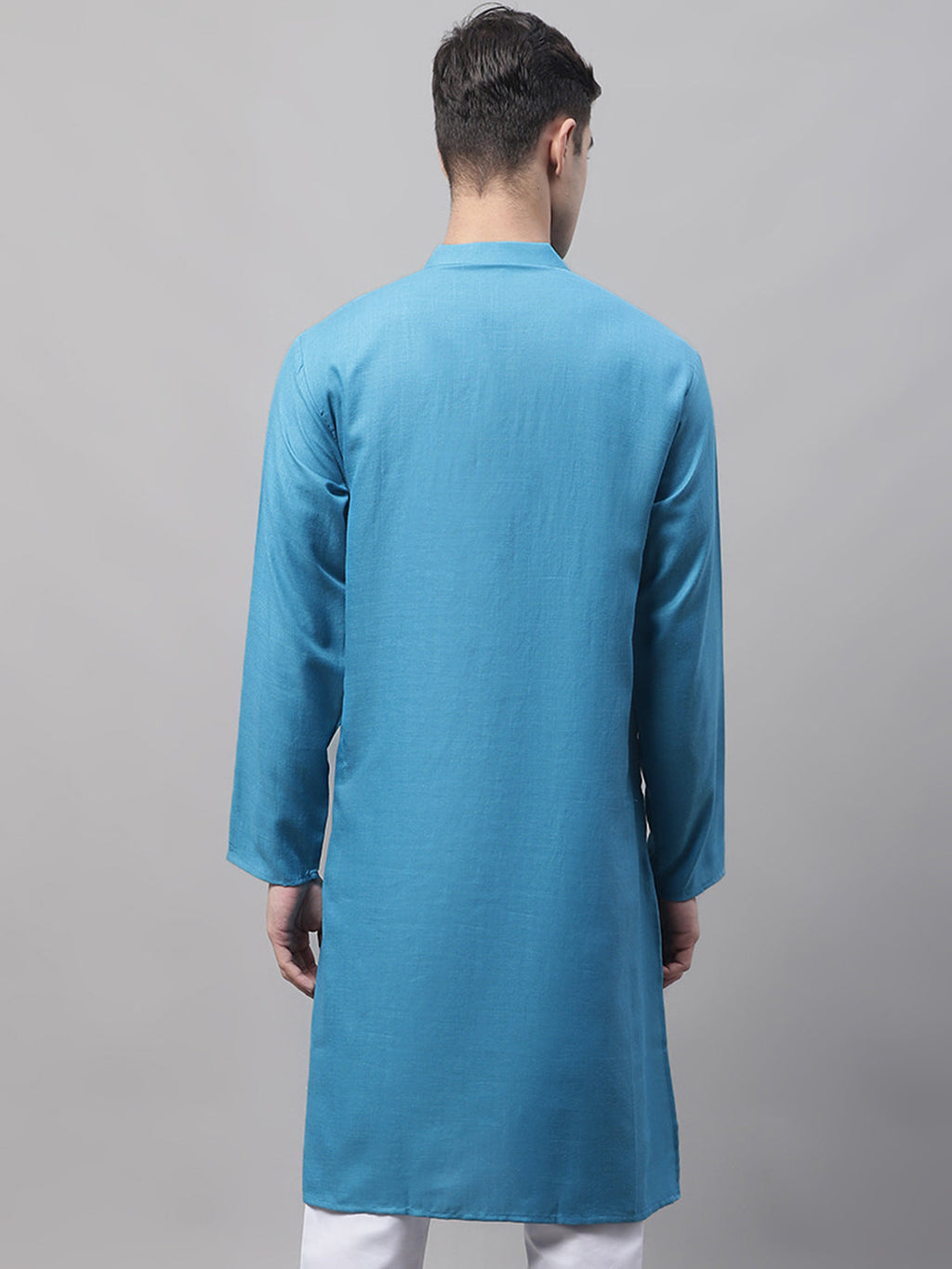 Jompers Men's Cotton Solid Kurta - Teal