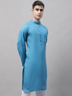 Jompers Men's Cotton Solid Kurta - Teal