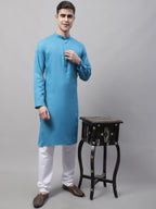 Jompers Men's Cotton Solid Kurta - Teal