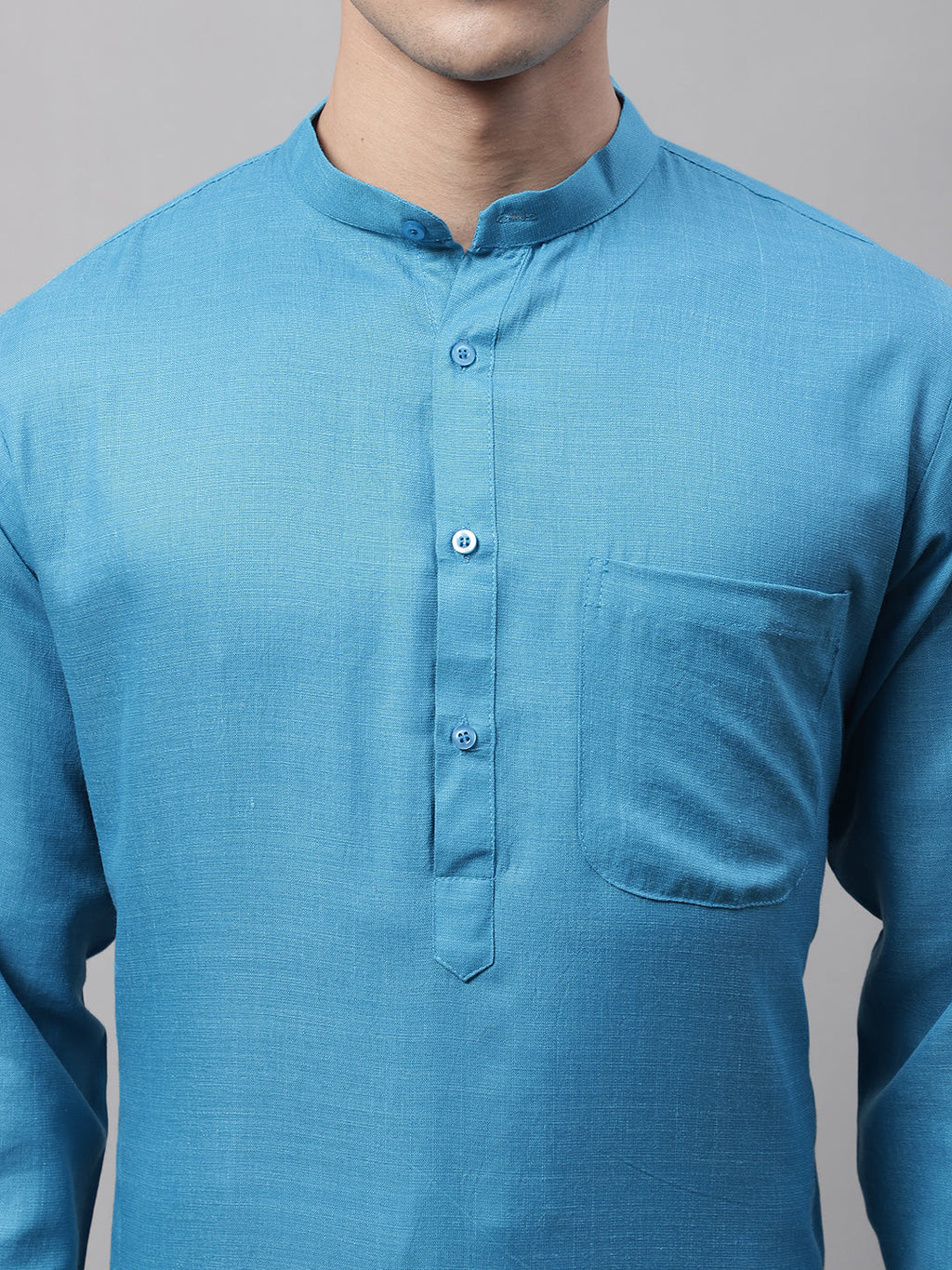 Jompers Men's Cotton Solid Kurta - Teal