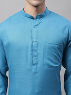 Jompers Men's Cotton Solid Kurta - Teal
