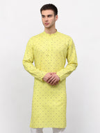 Jompers Men's Lemon Printed Cotton Kurta Only