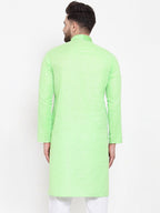 Jompers Men Green & White Embroidered Kurta Only - Distacart