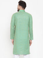 Jompers Men Sea Green & White Embroidered Kurta Only - Distacart