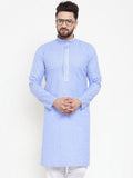 Jompers Men Blue & White Embroidered Kurta Only - Distacart