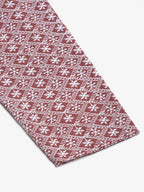 Jompers Men's Coral Red & White Embroidered Straight Kurta