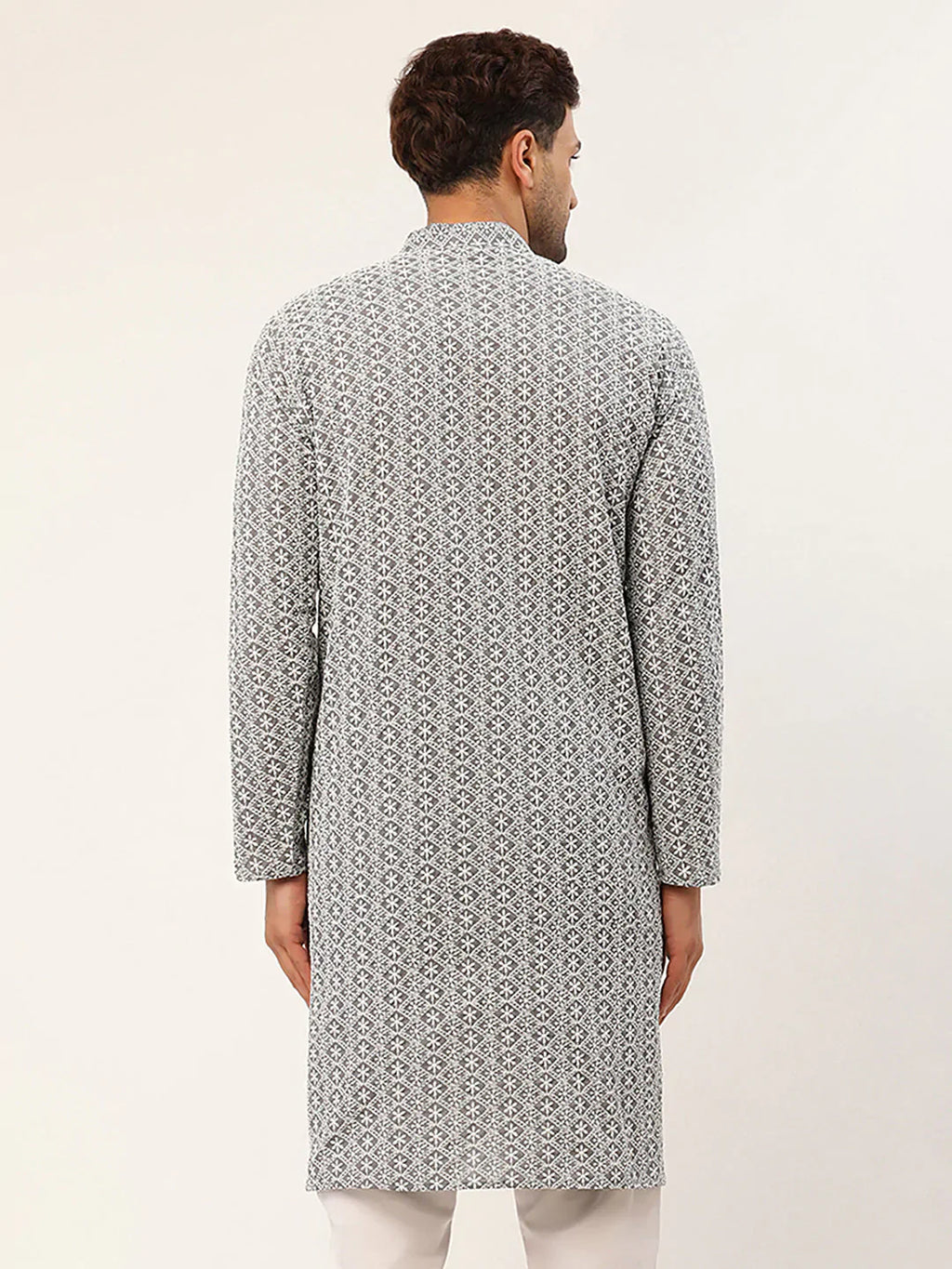 Jompers Men's Embroiderd Kurta - Grey