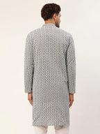 Jompers Men's Embroiderd Kurta - Grey