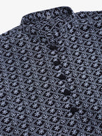 Jompers Men's Navy Blue & White embroidered Straight Kurta