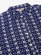 Jompers Men's Navy Blue Embroidered Dupion Silk Kurta
